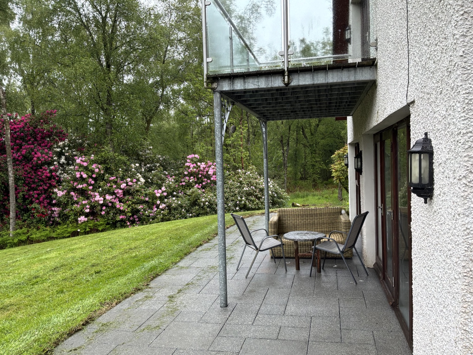 Waterside patio and garden
